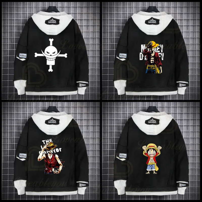Аниме цельная джинсовая куртка D Luffy толстовка с капюшоном унисекс дырками