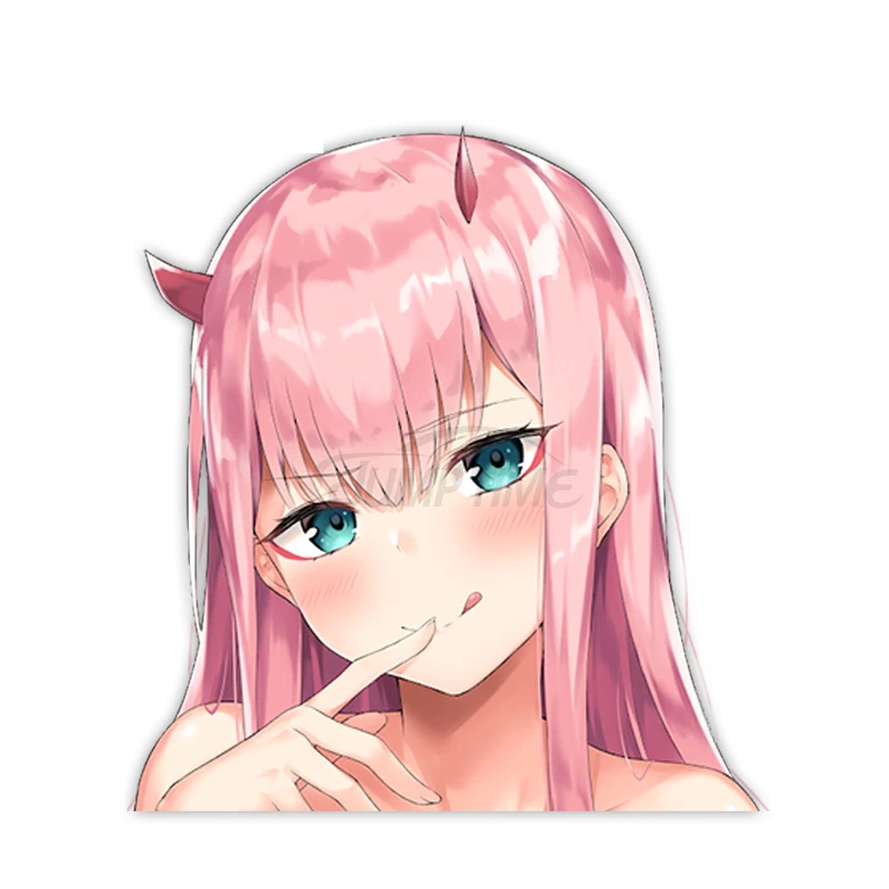 

Funny Waterproof Car Stickers JDM Decals For Darling in the Franxx Zero Two BIG HEAD Vinyl Wrap KK13*10cm