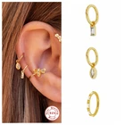 100% реальные 925 пробы серебро Циркон в форме сердца из нержавеющей стали, серьги-кольца для женщин девочек слуховая косточка с пряжкой Для Пирсинга Ушей, изысканные украшения