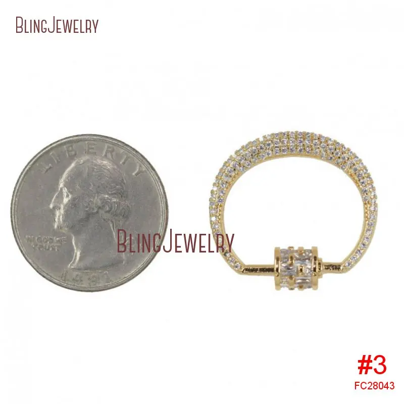 Карабин с овальной застежкой розового и золотого цвета черным фианитом 26x25 мм