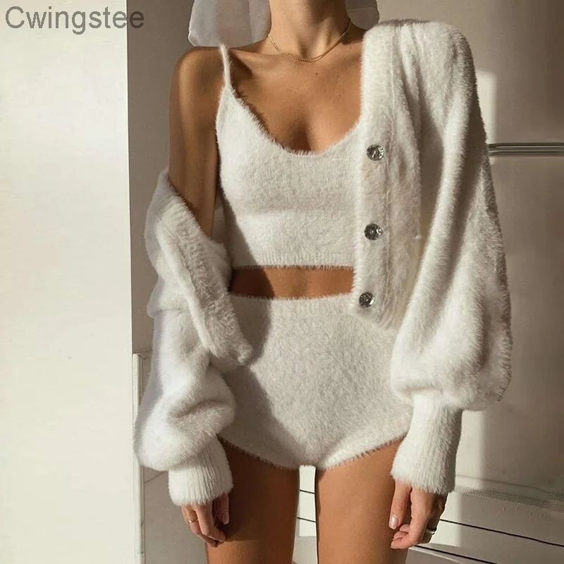 

Осенние женские кардиганы с рукавами-фонариками, однобортная уличная одежда, свободные вязаные куртки с V-образным вырезом, однотонные мягк...