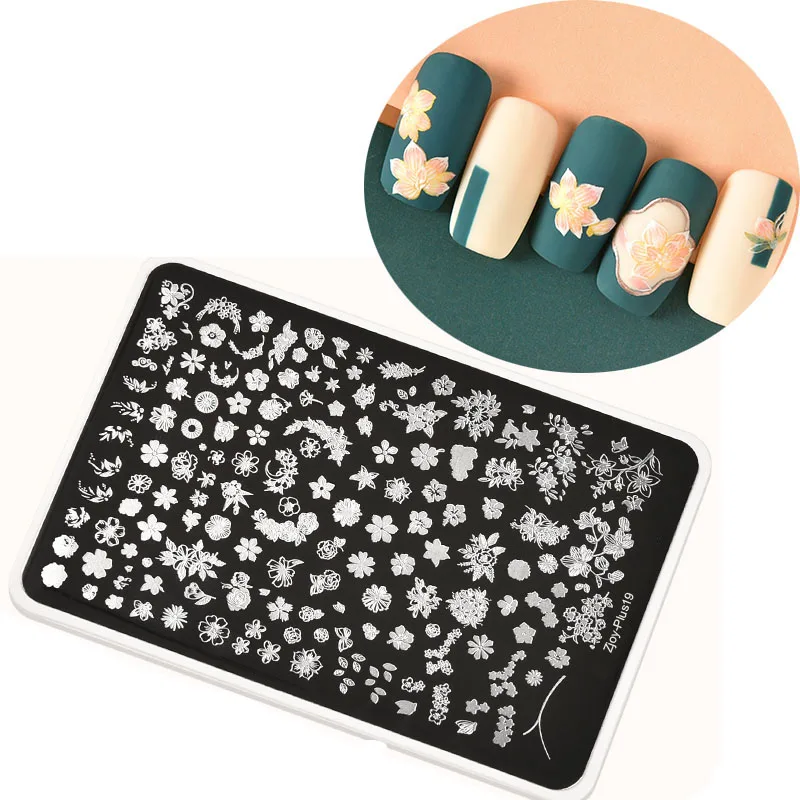 

XXL 15cm Rectangle Nail Stamping Plates Stainless Steel Autumn Overprint Stamp Stencils Big Rectangle Nail Stamping Plates