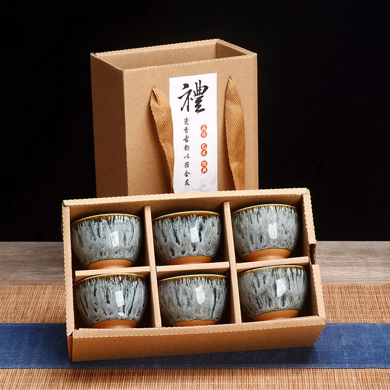 

Gift box China tea cup set Travel Tea Bowl Tea Set Chinese Teacup Sets Drinkware Gift 6 pcs set