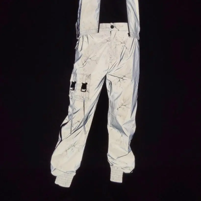 Прямая поставка мужские камуфляжные Светоотражающие брюки-карго в стиле панк