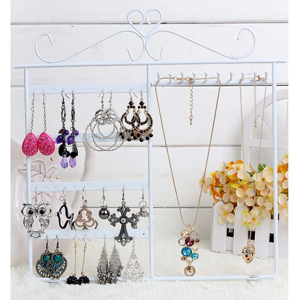 

48 Hole Metal Ornament Storage DIY Home Showcase Necklace Earrings Free Standing Display Desk Jewelry Rack