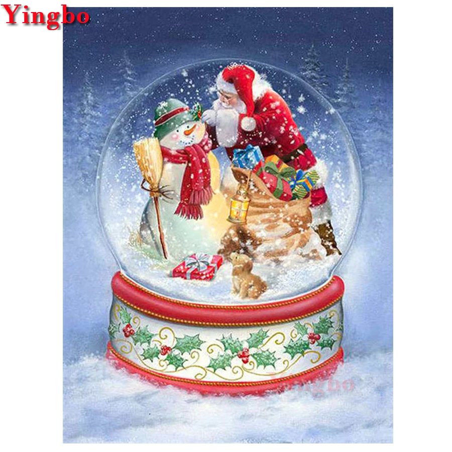 Алмазная живопись сделай сам хрустальный шар снег Санта полноразмерная/круглая