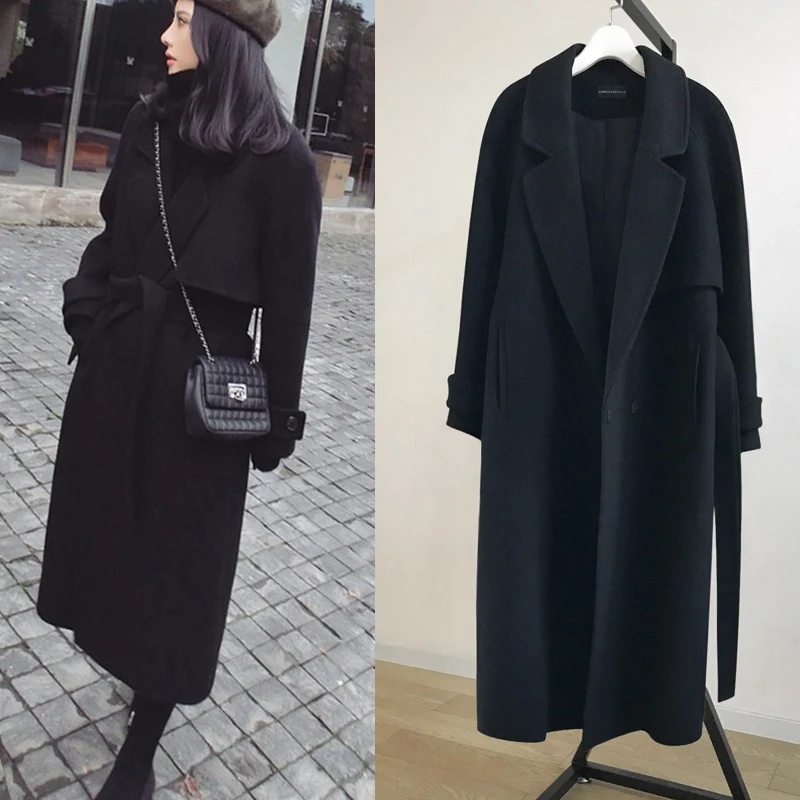 Spring Women Wool Blends Trench Coat Elegant Outerwear Casual Loose Cardigan Female Cashmere Overcoat Korean Version | Женская одежда