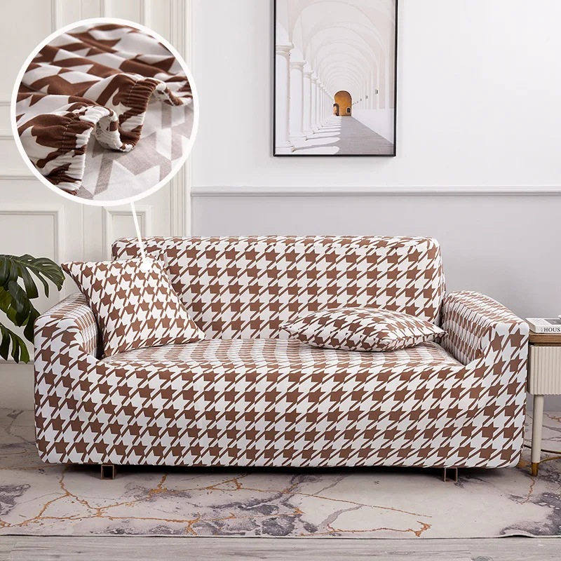 

Houndstooth Elastic Sofa Covers for Living Room All-inclusive Stretch Plaid Sofa Slipcover Chair Couch Cover 1/2/3/4-seater