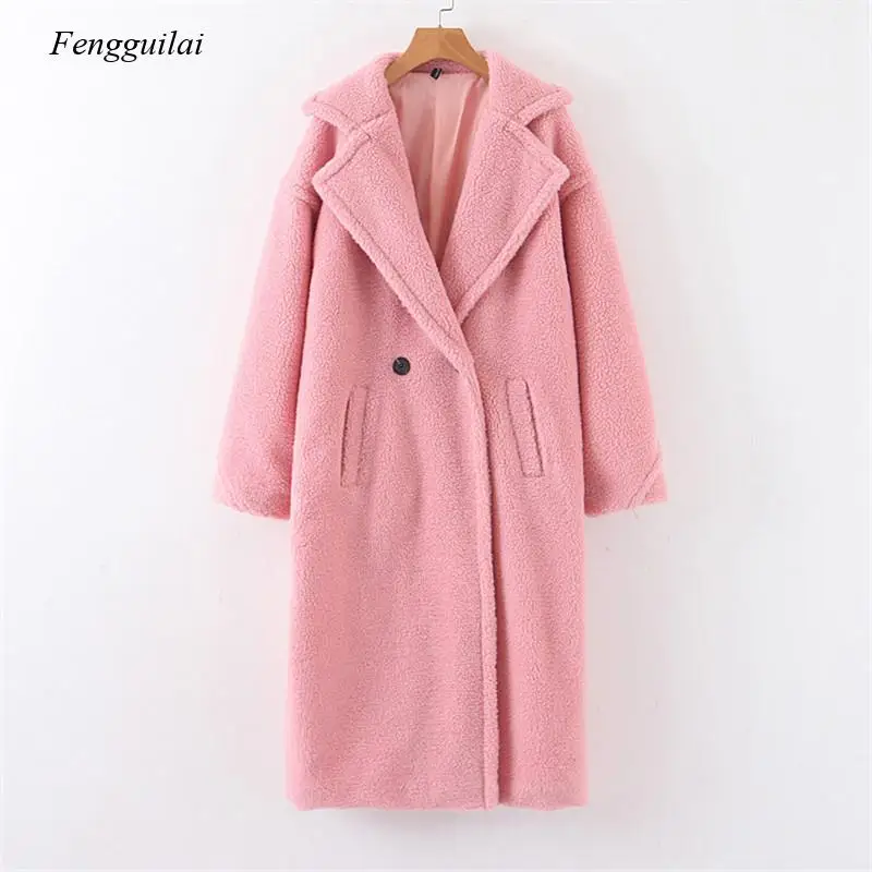 Зимнее женское фиолетовое пальто Тедди стильная Женская Толстая теплая