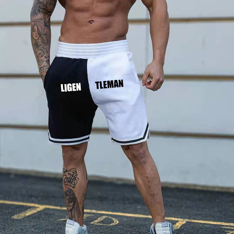 

Sports Shorts Men's Summer Breathable Stitching Printed Hip Hop Shorts Outdoor Sports Jogging Gym Training Fashion Shorts 2021