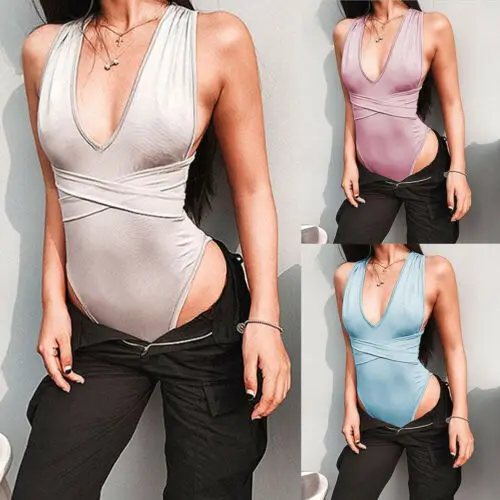 

Women's Sleeveless Bodysuit Leotard Top Blouse Stretch T-shirt Jumpsuit Rompers
