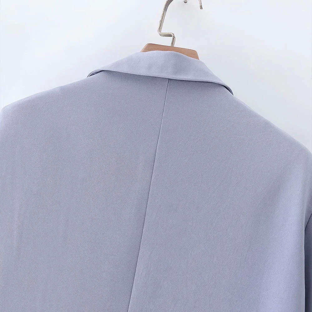 

2021 Za Women Summer New Fashion Single Breasted Blazer Coat Vintage Long Sleeve Pockets Female Outerwear Chic