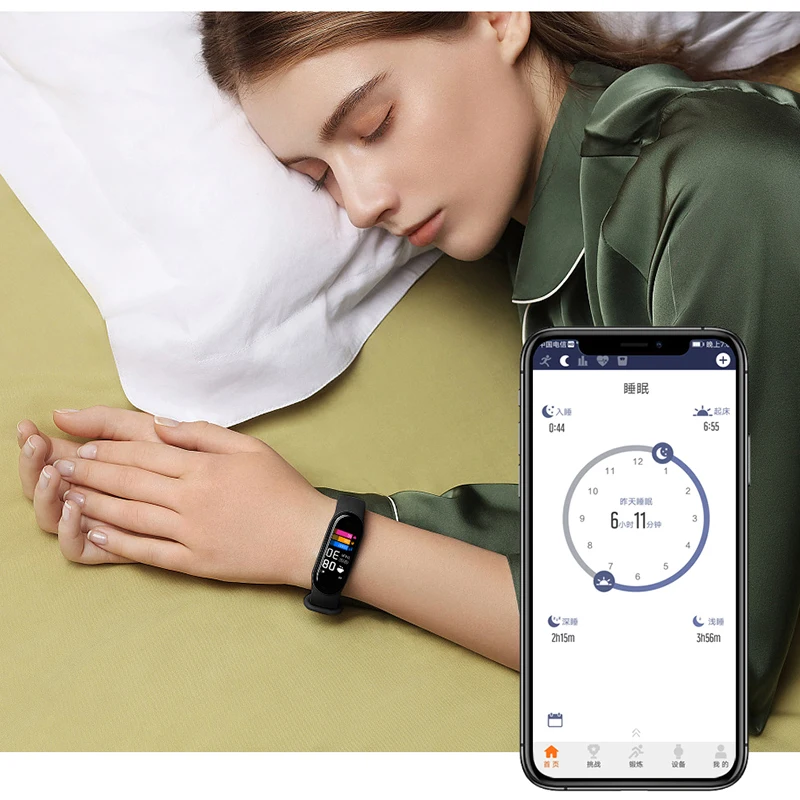

Xiaomi International Version Smart Bracelet Heart Rate Sports Bluetooth Smart Watch M5 Call Push Physiological Care