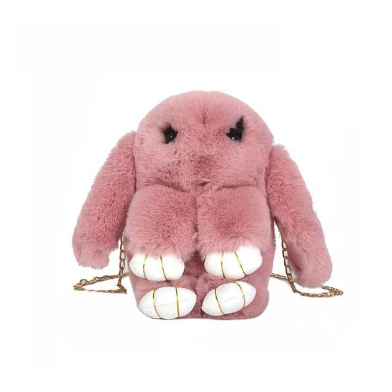 35 см милый пушистый кролик Мех помпоны цепи сумка женская мультфильм Слинг Сумка