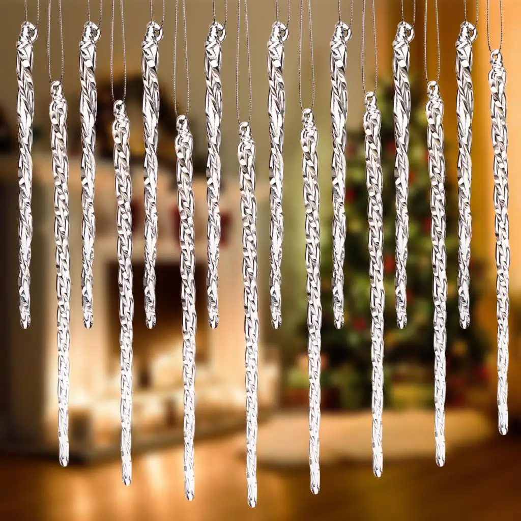 

Clear Glass Icicle Christmas Tree Ornaments 40 Pieces Glass Icicle Ornaments Home Hanging Decor