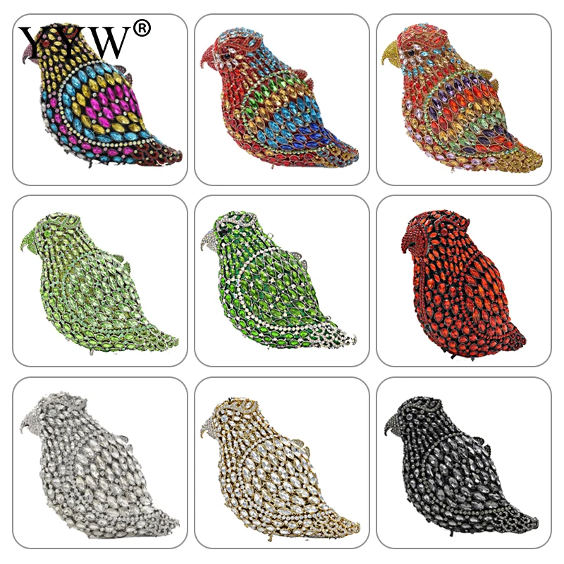 

Сумка-клатч с кристаллами в форме попугая, сумка для свадебной вечеринки, сумки с 3d-изображением животных, женская сумка-клатч для коктейльн...