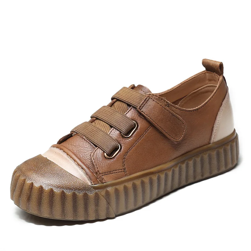 

Johnature 2021 New Genuine Leather Hook & Loop Women Shoes Sewing Handmade Spring/Autumn Leisure Concise Fashion Ladies Shoes