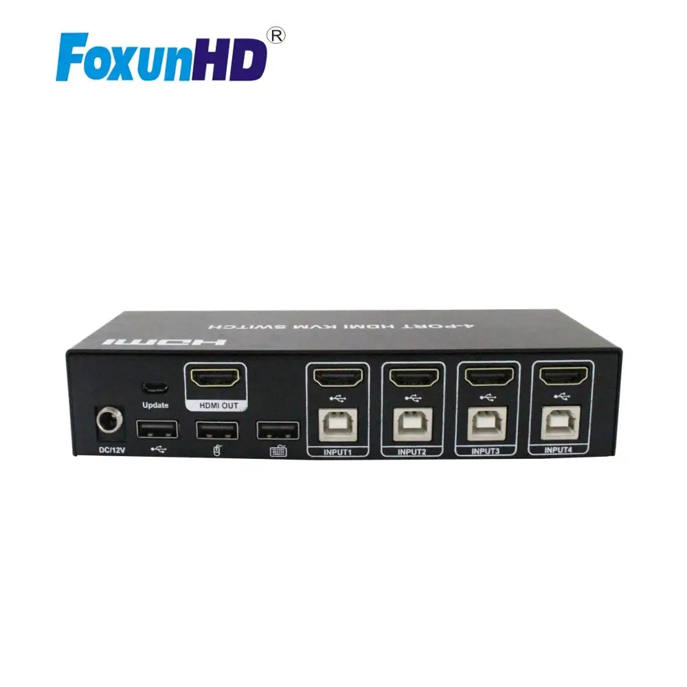 USB коммутатор Foxun 4X1 HDMI2.0 с поддержкой KVM 4 портовый HDMI 4k|KVM-переключатели| |