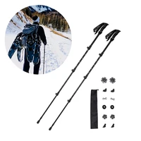 2pcs trekking pole telescopic stick baton quick lock collapsible with parts hiking camping folding walking aluminum sticks cane