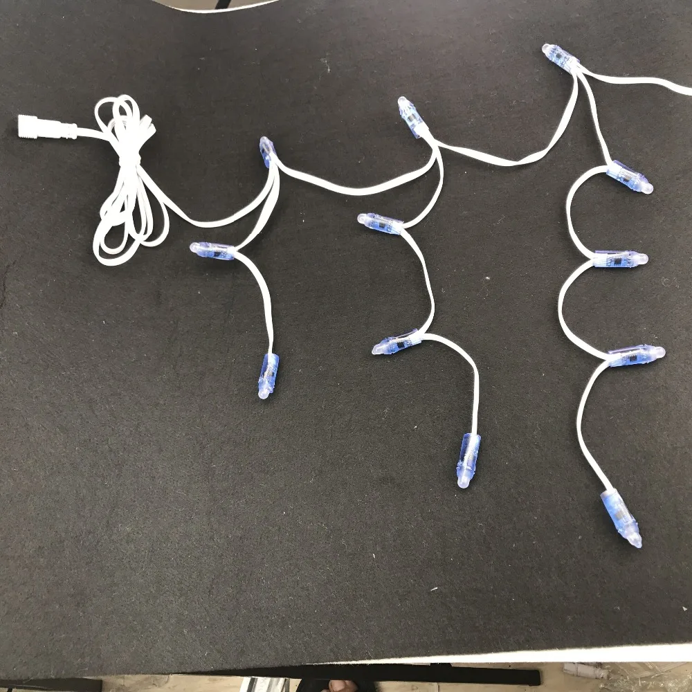 Индивидуально СВЕТОДИОДНЫЙ полноцветный Icicles string; DC12V WS2811 Светодиодный; все белый провод; IP68; 60 узлов/комплект; с 2 м xсоединительным хвостом