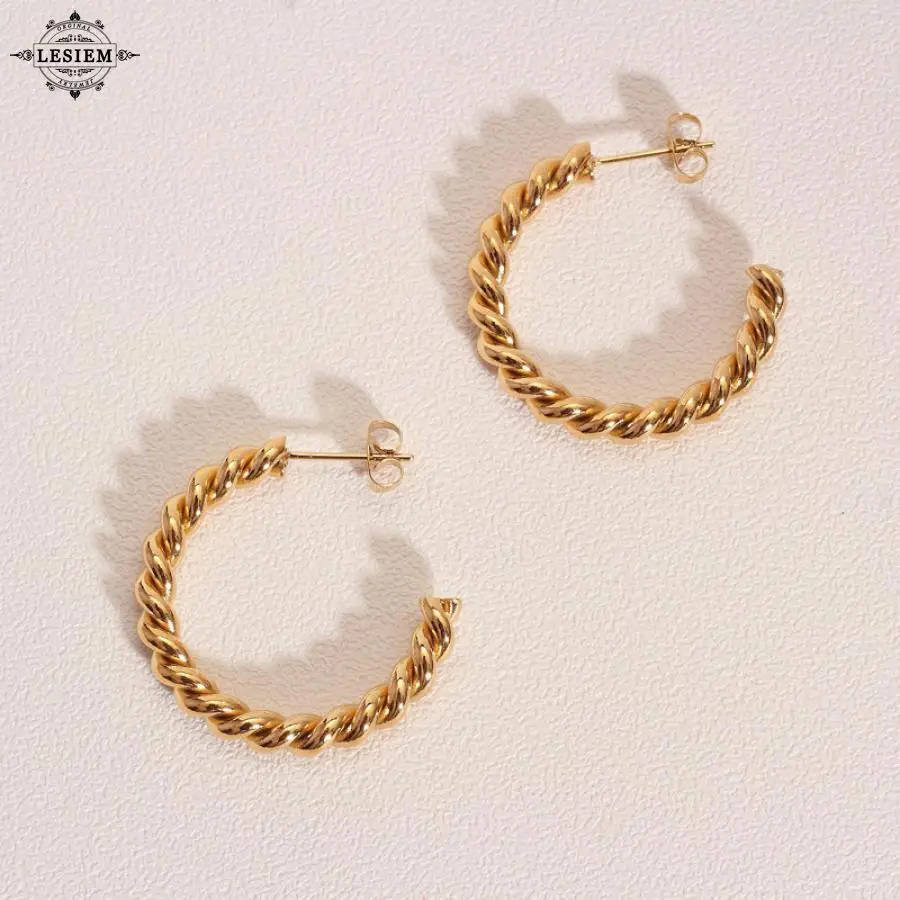 

LESIEM floating charms Gold Vermeil earrings earring female 2021 for female Waves Twist earring for women Jewelry for women