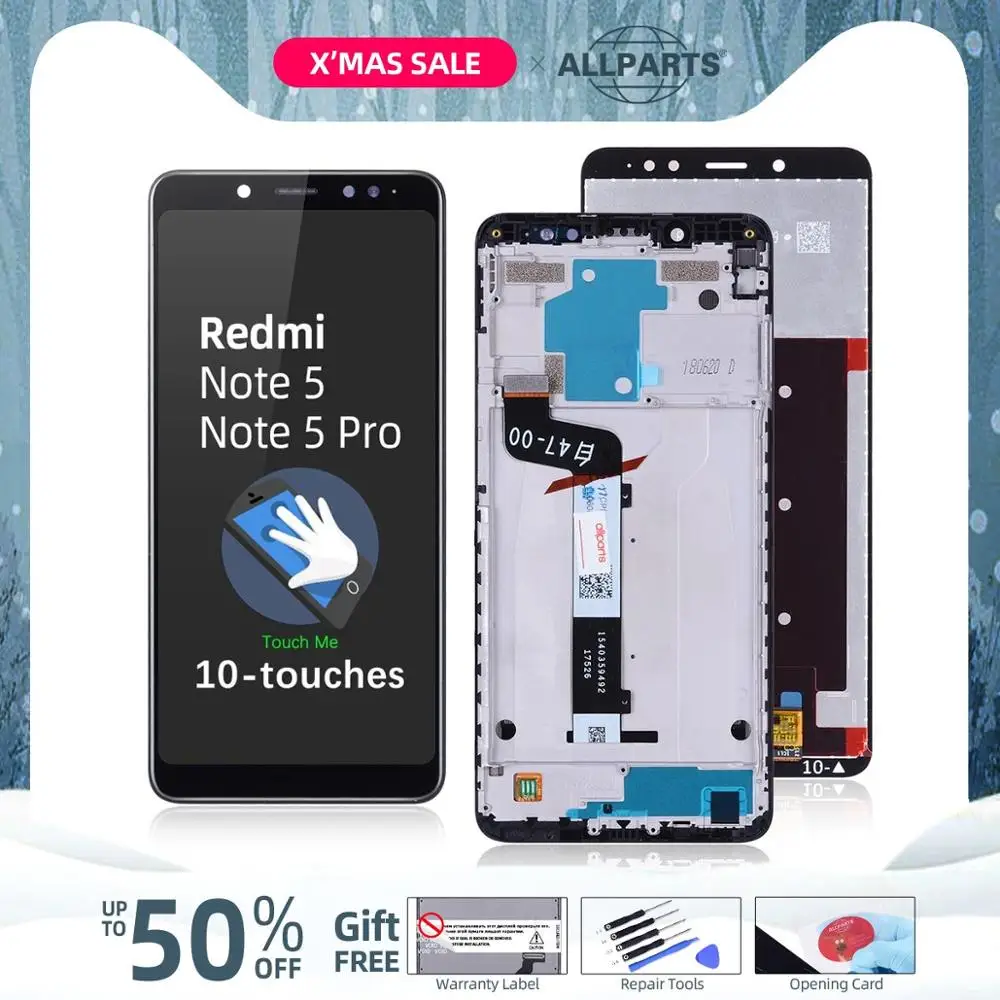 Дисплей для Xiaomi Redmi Note 5 LCD в сборе с тачскрином на рамке 5.99'' черный белый