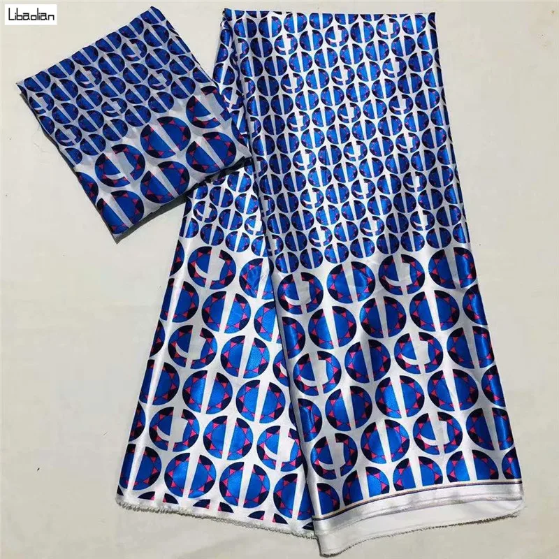 

Bright Color Fabric Silk Satin Chiffon Fabric 4+2 Yards African Audel Ankara Fabric Prints for DIY sewing F201-8