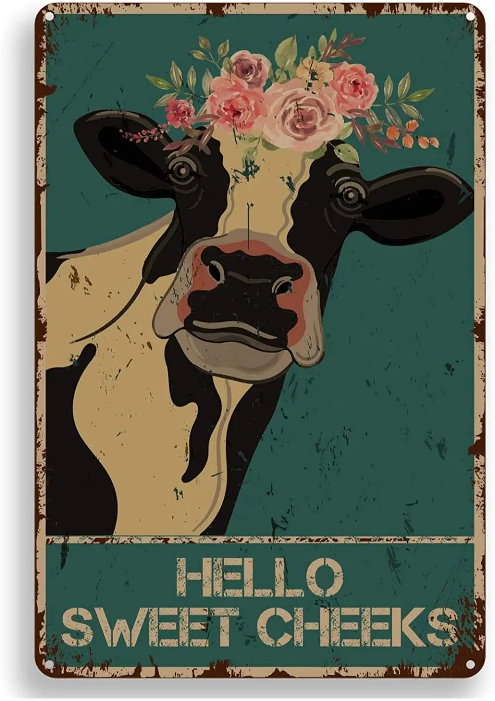 

Забавная цитата в ванную комнату, металлический жестяной знак, Настенный декор-винтажные Hello Sweet Cheeks, корова, жестяной знак для офиса/дома/ст...