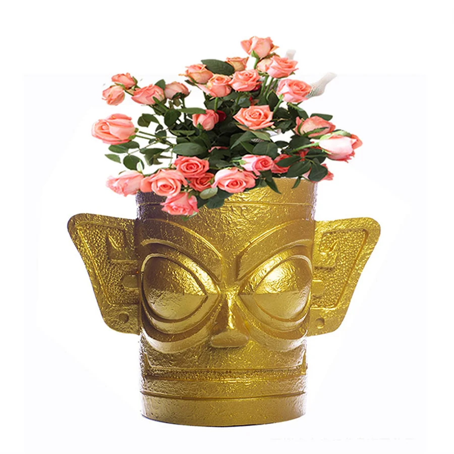 

Retro Resin vase Plant Succulent Flower Pots pen holder ashtray Dresser MakeUp Brush Bucket home Decor souvenir ornaments Crafts