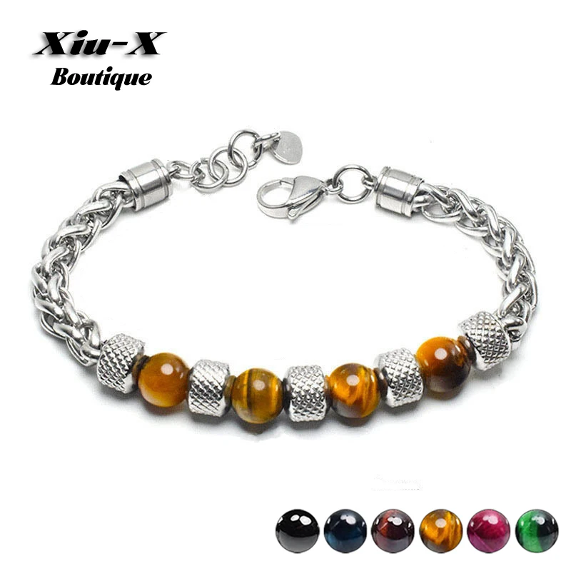 2020 браслеты с бусинами из натурального камня для мужчин и женщин цвет: черный