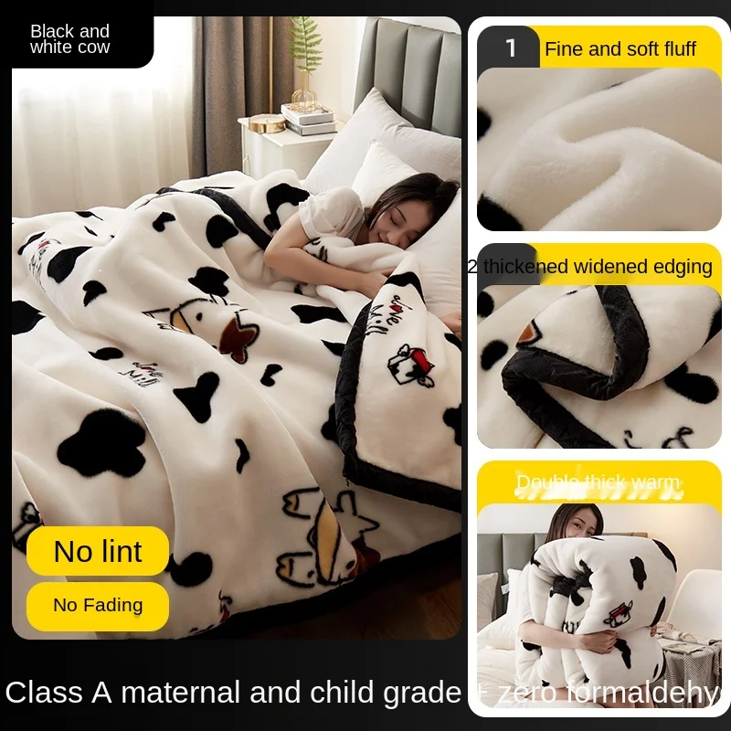 

Blanket Quilt Winter Thick Coral Fleece Bed Sheet Blanket Spring and Autumn Single Student Dormitory Bed Cover Blanket