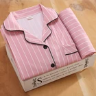 Женский пижамный комплект в полоску, мультяшная одежда для сна, Весенняя женская пижама с длинным рукавом, пеньюар, сексуальное нижнее белье, одежда для сна, атласная пижама