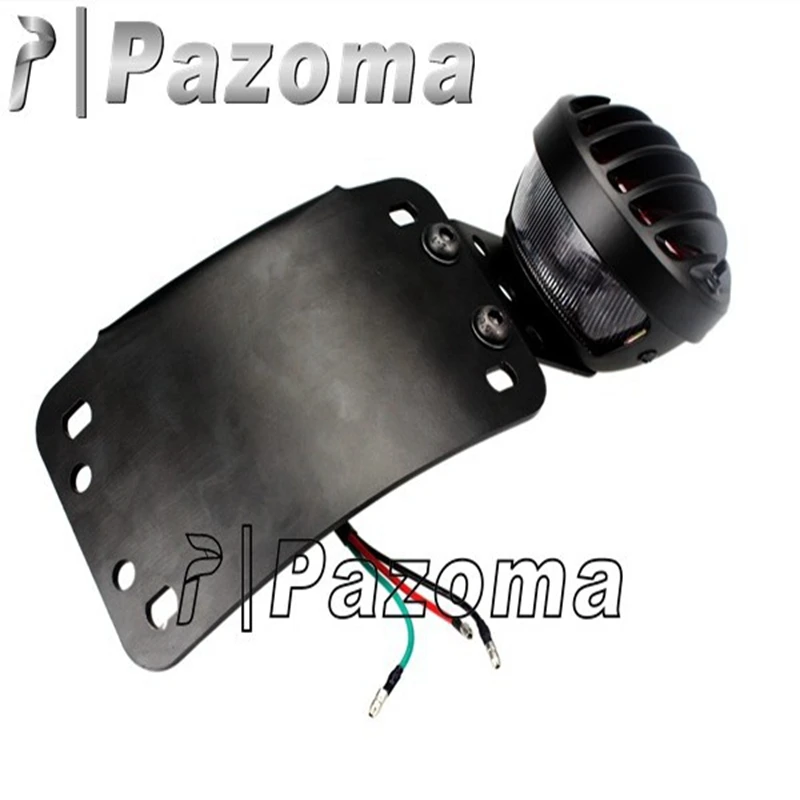 Motorcycle Side Mount License Plate Bracket Holder w/ 4&quot Round Grill Brake Tail Light For Harley Sportster Chopper Bobber SX650 |