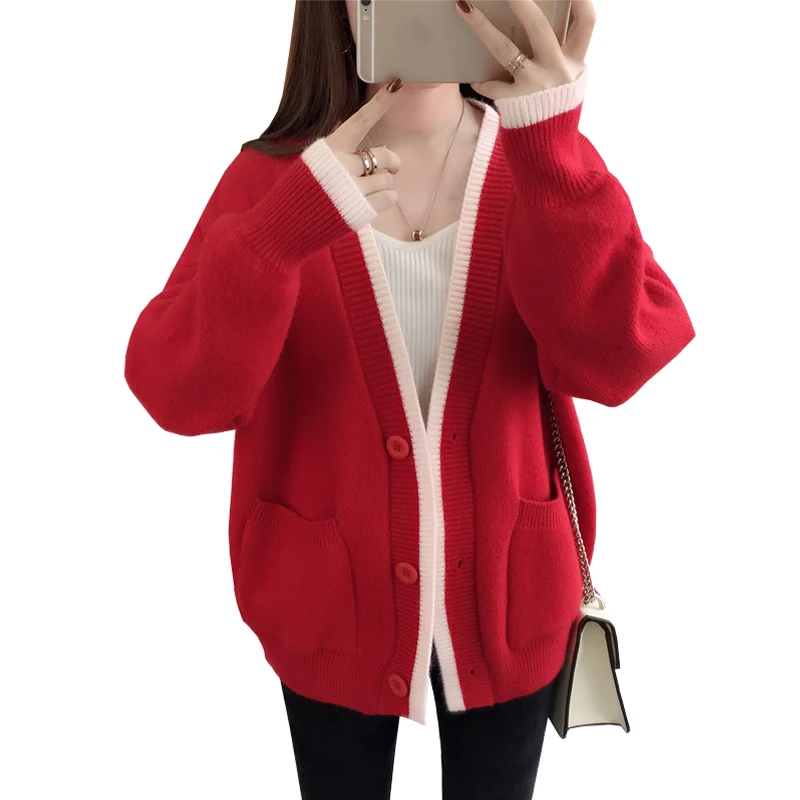 

Повседневный женский кардиган, Осень-зима 2021, полосатый женский свитер, свободное вязаное пальто в стиле Харадзюку, кардиган для женщин