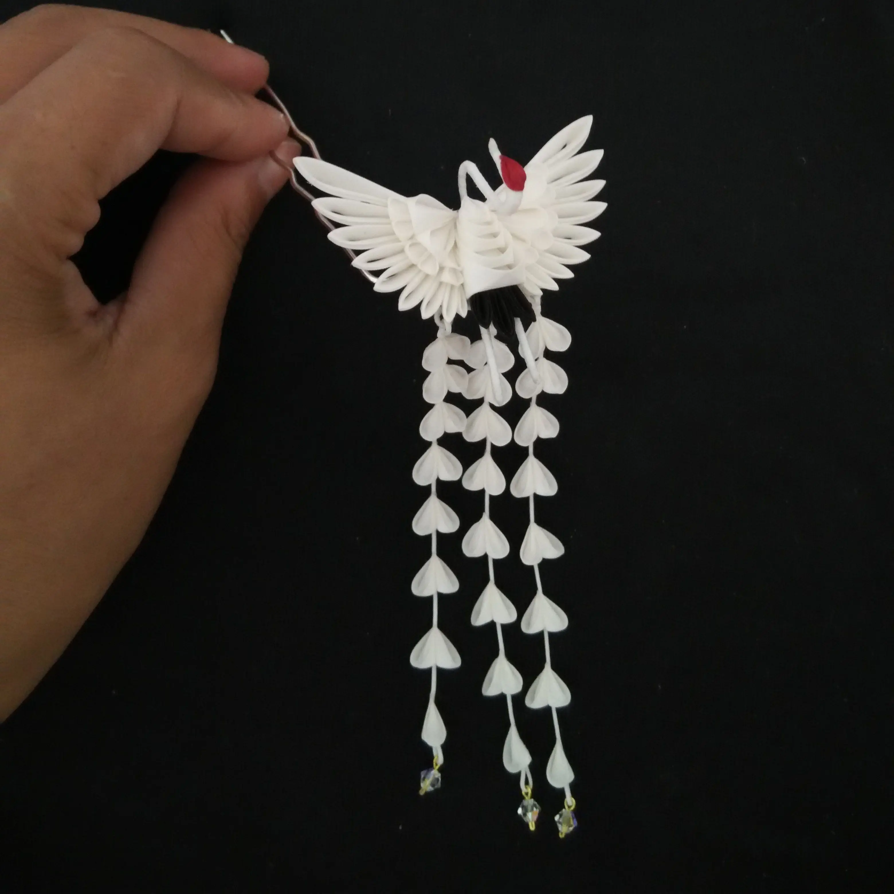 Женская Вуалетка для волос LALAVARA заколки с белым журавлем свадебные аксессуары