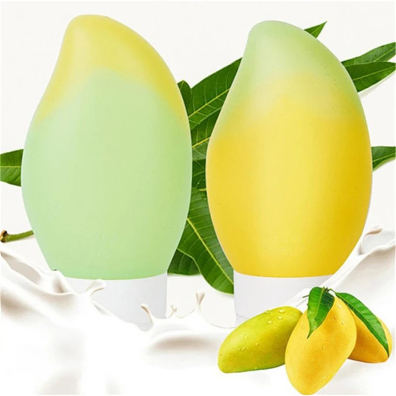 Creative Silicone Bottled Shampoo Shower Gel Portable Travel Empty Bottle Set Gift Mango Shape Cyan Yellow Gradient | Красота и