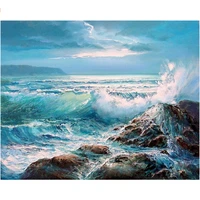 40x50cm frame wave diy painting by numbers kit landscape coloring by numbers acrylic canvas painting for home gift