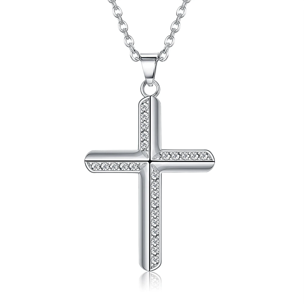 

ZEMIOR 925 Sterling Silver Pendant Necklace Fashion Set Diamond Boutique Jewelry Simple Crucifix Necklace Fine Gift Trend 2021