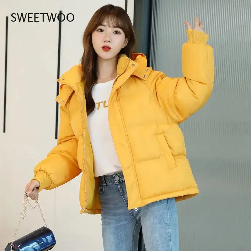 2021 New Women's Parkas Winter Jacket Coat Casual Thicken Warm Parka Loose Hooded Overcoat Cotton Padded Jackets Outwear