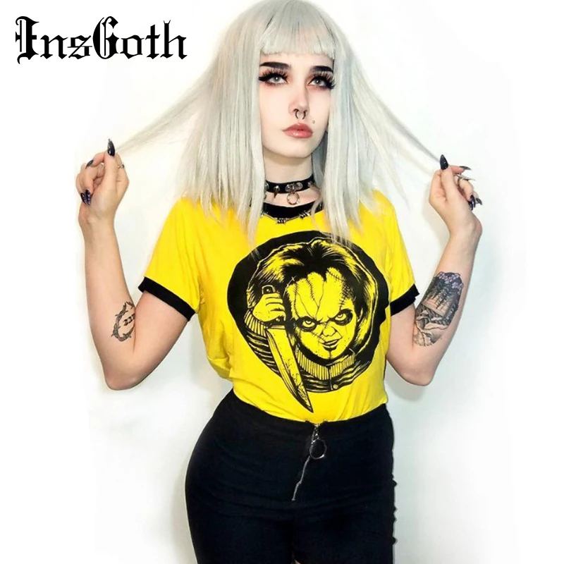 Женский укороченный топ InsGoth Готическая уличная одежда в стиле панк женские