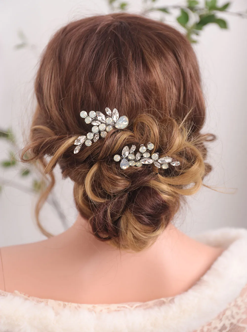 Шляпка невесты расческа для волос Стразы пара ювелирных изделий Серебряный