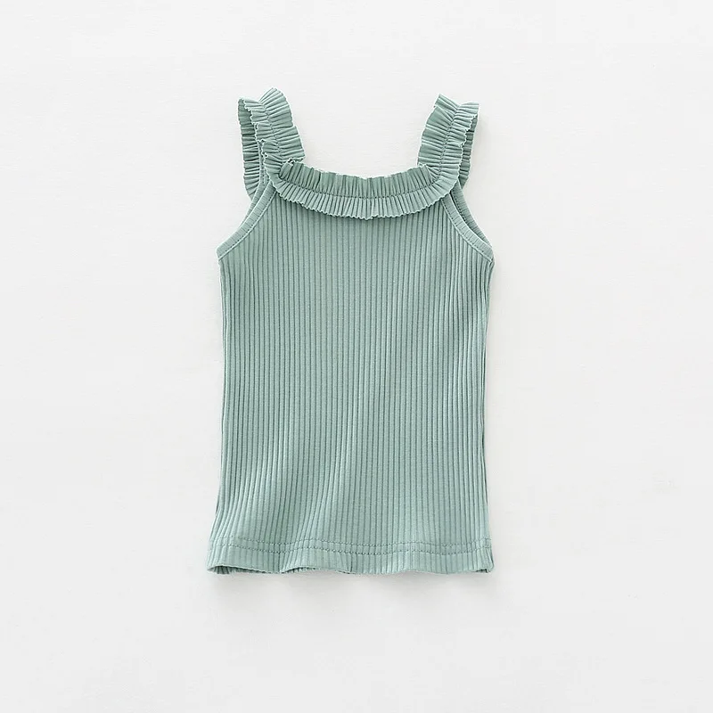 Новинка детский кружевной жилет для девочек Вязаная хлопковая футболка без