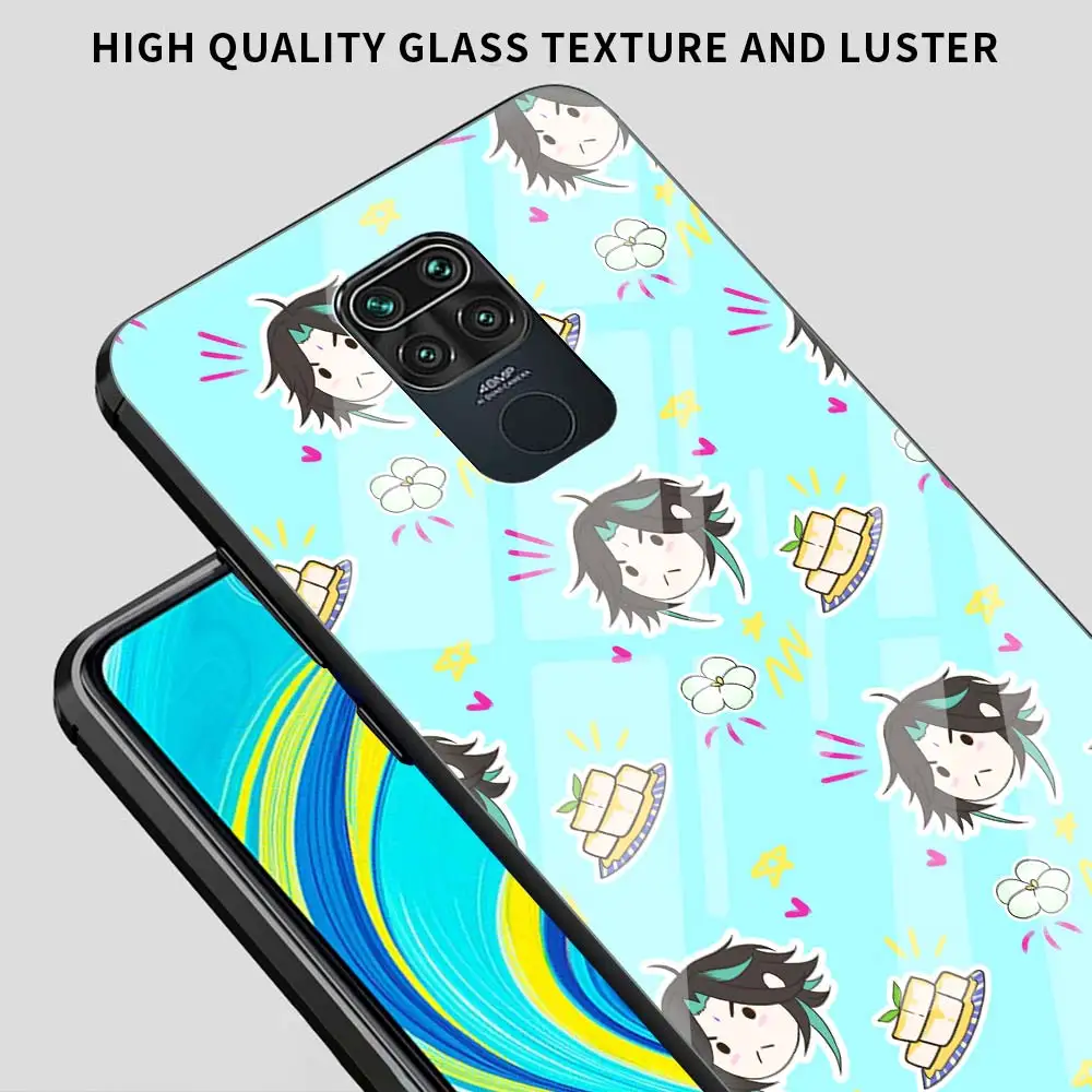 Чехол для телефона Xiaomi Redmi Note 9S 9 10 8 Pro 8T 7 8A 9A 9C K40 стеклянный чехол Poco X3 NFC Shell Genshin Impact