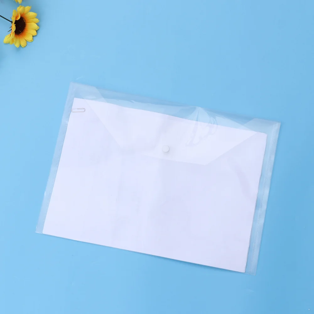 

20 Pcs A4 File Document Folder Clear Transparent Document Envelope Organizer with Snap Button