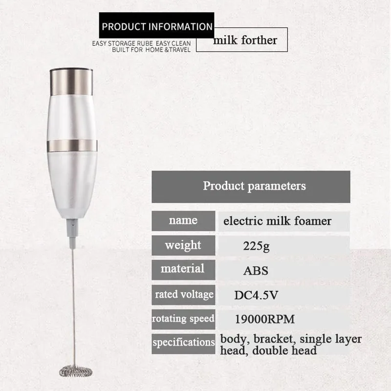 

ZK30 Electric Milk Frother 304 Stainless Steel Rechargeable Milk Foamer for Cappuccino Coffee Foam Egg Beater