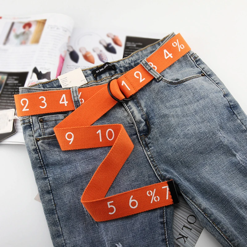 

2020 New Punk Canvas Belt Figures Print D Ring Double Buckle Waist Belt Nylon Jeans Belts for Women waistband Canvas Women Belt