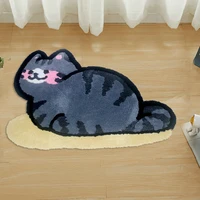 3d grey cute cat carpet soft shaggy plush rug bath toilet non slip absorbent bathroom floor mat bedside rugs entrance doormat