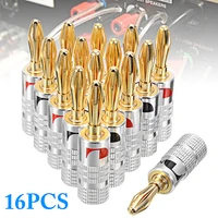 16pcs 4mm cable wire banana plug gold plated musical audio speaker connector musical speaker pin connector