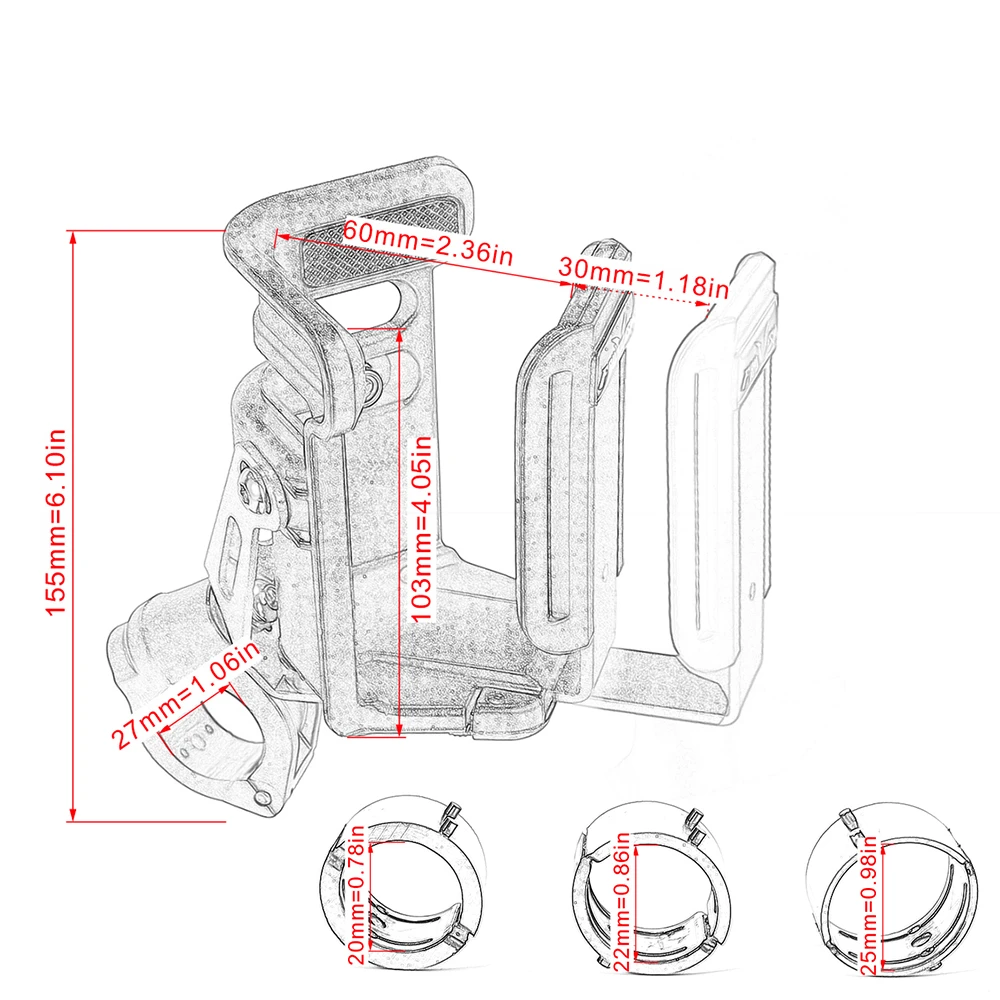 JAER Universal Adjustable Crash Bar Water Bottle Drink Cup Holder for Motorcycle with OD 20mm 22mm 25mm 28mm | Автомобили и