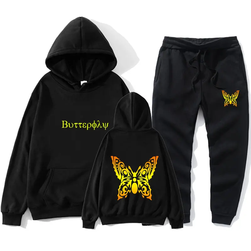 

Butterfly Printed Clothes Sets For Men Women Clothing Casual Tracksuit Tops Sportswear Two Piece Set Pants Male Sweatsuit Jacket
